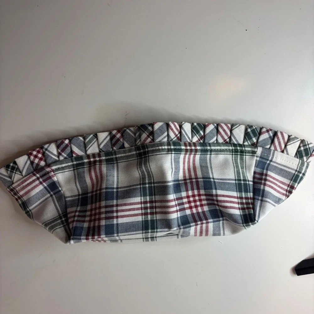 Longaberger Basket Liner Small Chore Plaid Multicolor Ruffled Cotton 234422